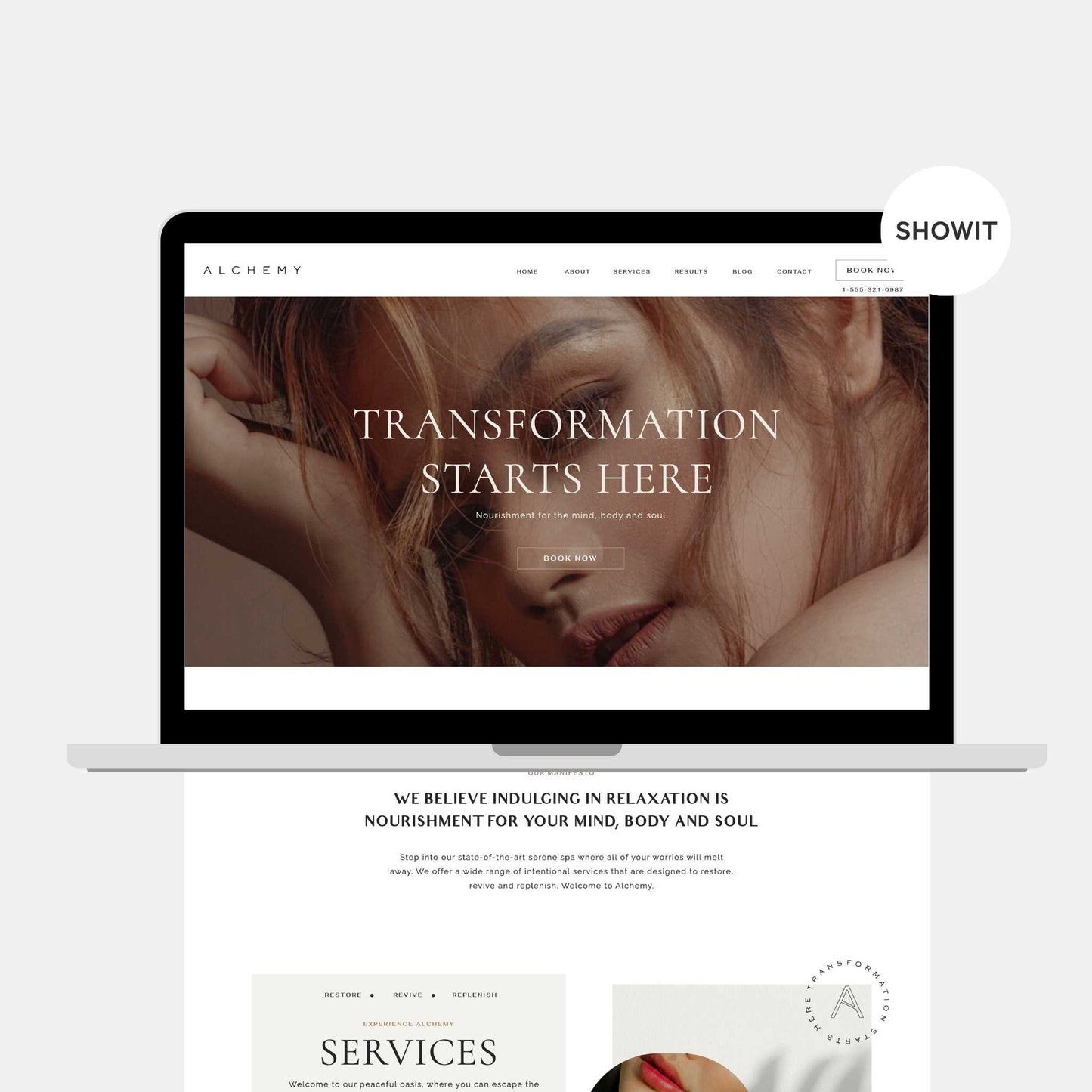 Showit website template for medical spa